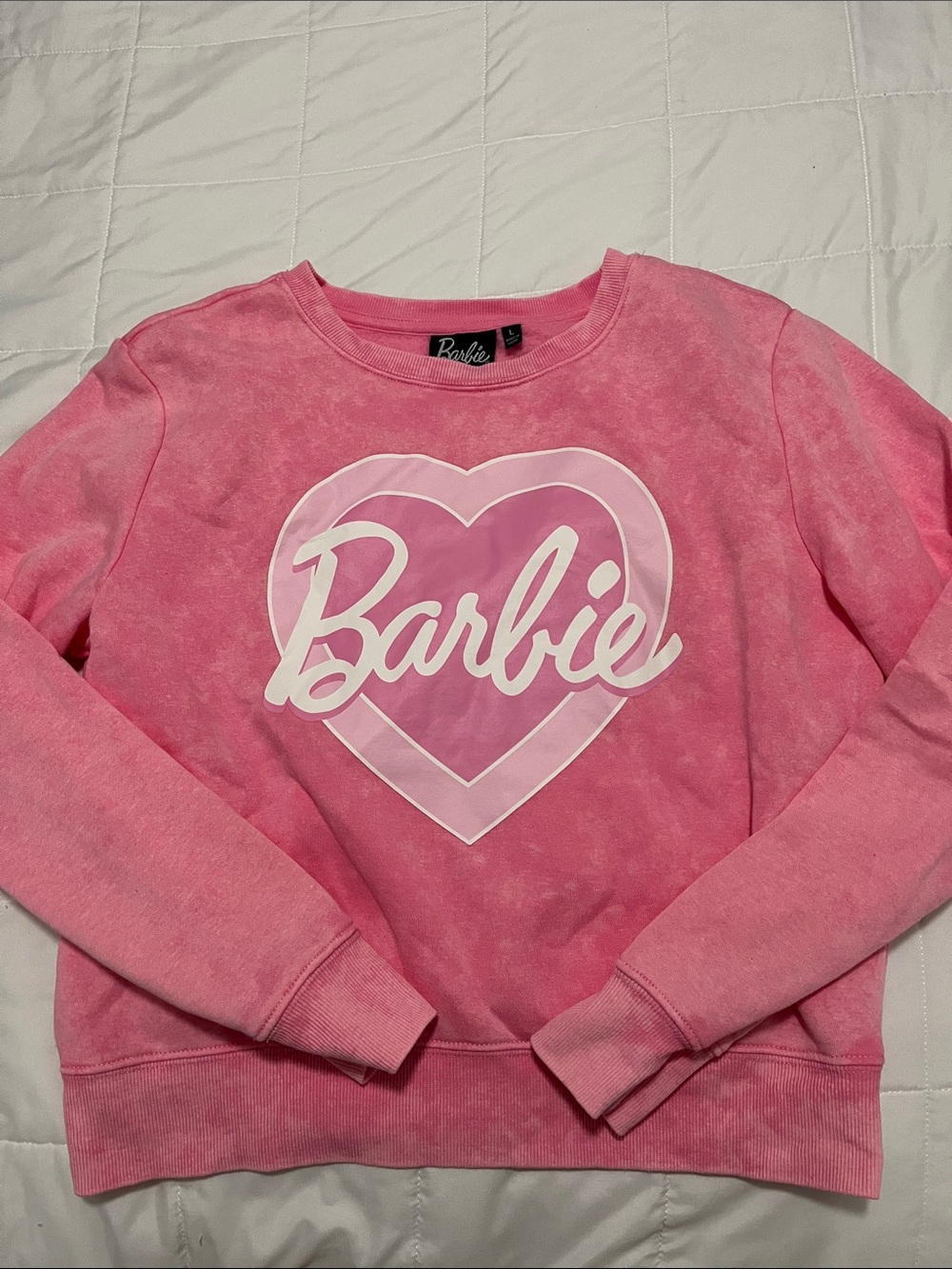 Barbie Pink Heart Logo Crewneck Sweatshirt